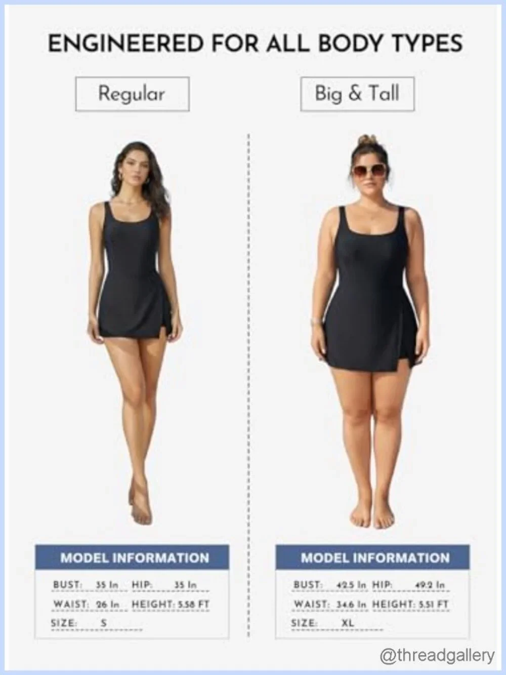 Women's One Piece Swimdress Tummy Control Split Hem with Pockets